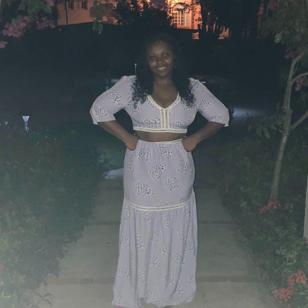 2 piece crop top with maxi skirt